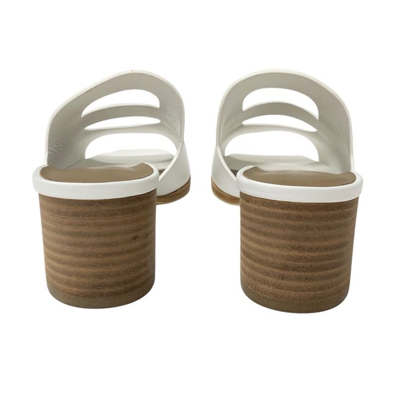 Hermes Mona Sandals Shoes Leather White Mules