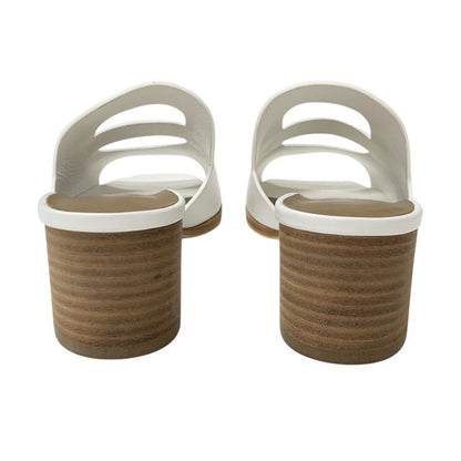 Hermes Mona Sandals Shoes Leather White Mules