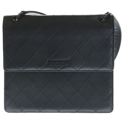 Chanel Quilted Logo Plate Leather Shoulder Bag Black No 5