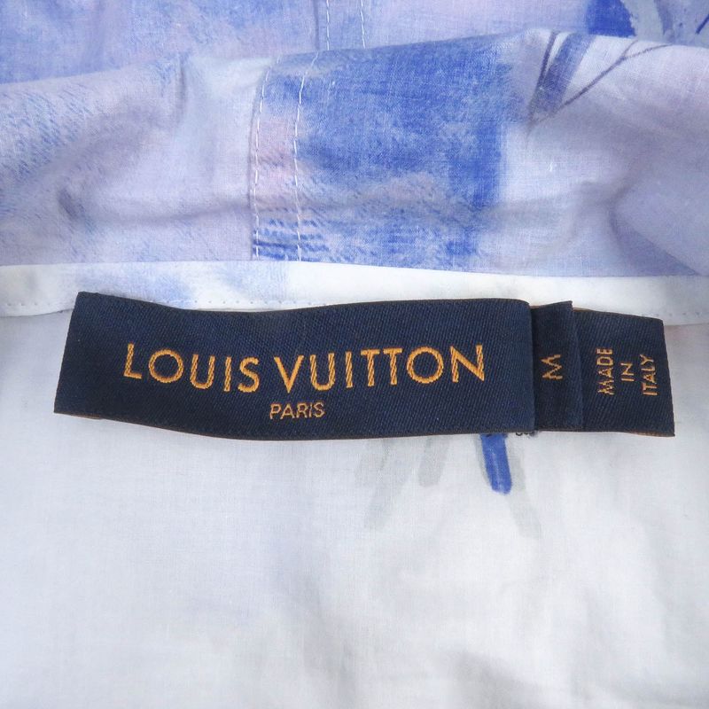 Louis Vuitton His79w Flower LV Logo Cotton Poplin Anorak Pullover Hoodie Blue M