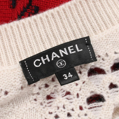 Chanel Knit CC Logo Button Bicolor Cashmere Sweater — view 3
