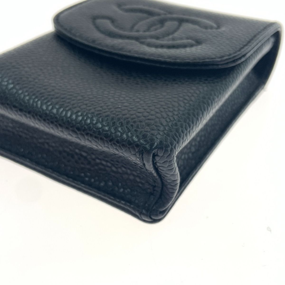 Chanel Caviar Skin Coco Mark Iqos Case Cigarette Case A135511 Black