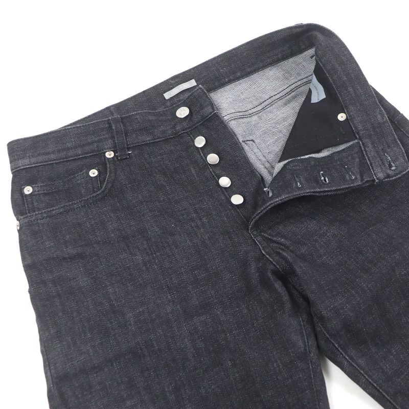 DIOR 313ds14b315x Logo Patch Leather Patch Button Fly Denim Pants Jeans Black