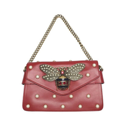 Gucci 2-Way Bag Shoulder Broadway Pearl Ruby Handbag Red
