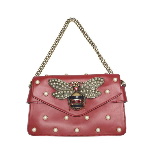 Gucci 2-Way Bag Shoulder Broadway Pearl Ruby Handbag Red