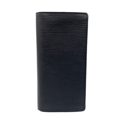 Louis Vuitton Portefeuille Brazza Epi Initial Leather Black Bifold Wallet Silver