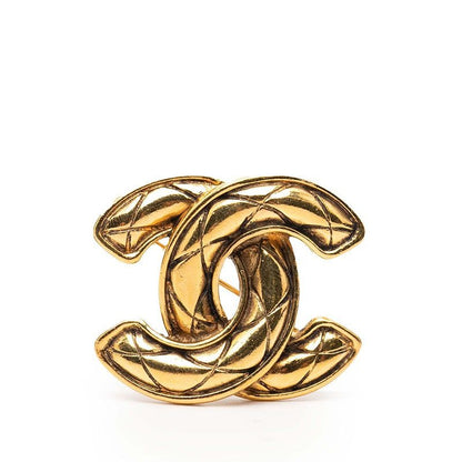 Chanel CC Logo Quilted Gold Plated
