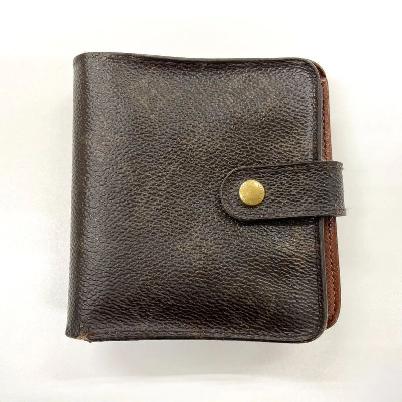Louis Vuitton Monogram Compact Zipped Folding Wallet M61667 Brown Made In France