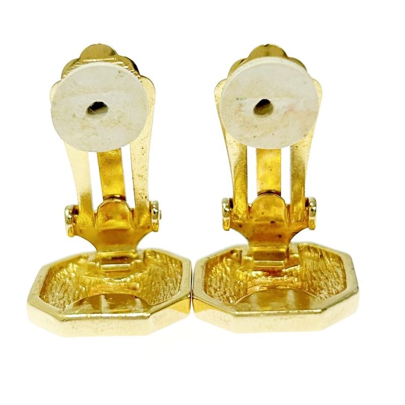 Christian Dior GP Rhinestone CD Logo Earrings Women's Gold Black 343556 Earrings