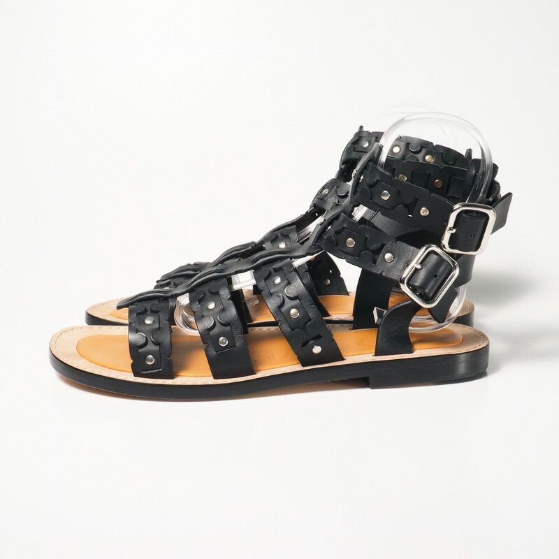 Loewe Sandals Size 43 Gladiator Sandals Shoes Leather Black Made In