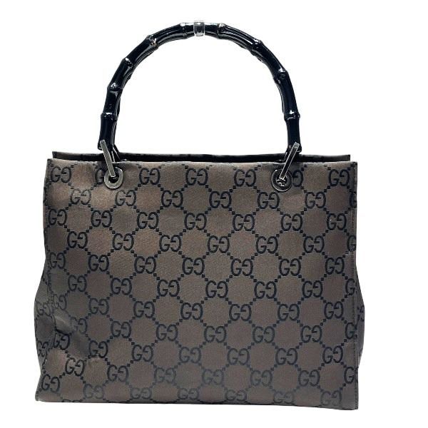 Gucci Bamboo 002-1016 Brown Nylon Bag Handbag Women