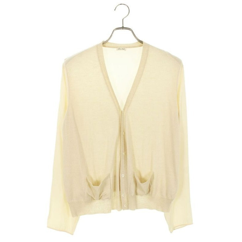 Celine 2 5 O99 2660 Silk Switched Cashmere Cotton Knit Cardigan