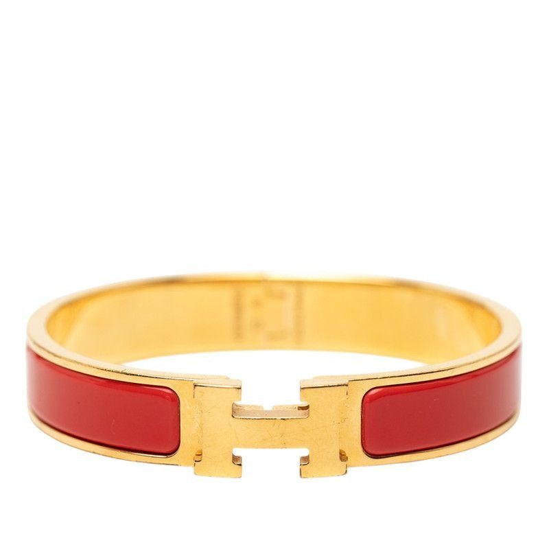 Hermes Clic H PM Bracelet Bangle Gold Red Plated
