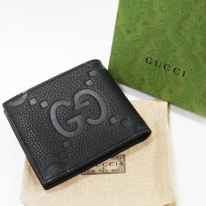Gucci Bifold Wallet With Coin Purse Jumbo GG Coin Wallet Calf Black 739479