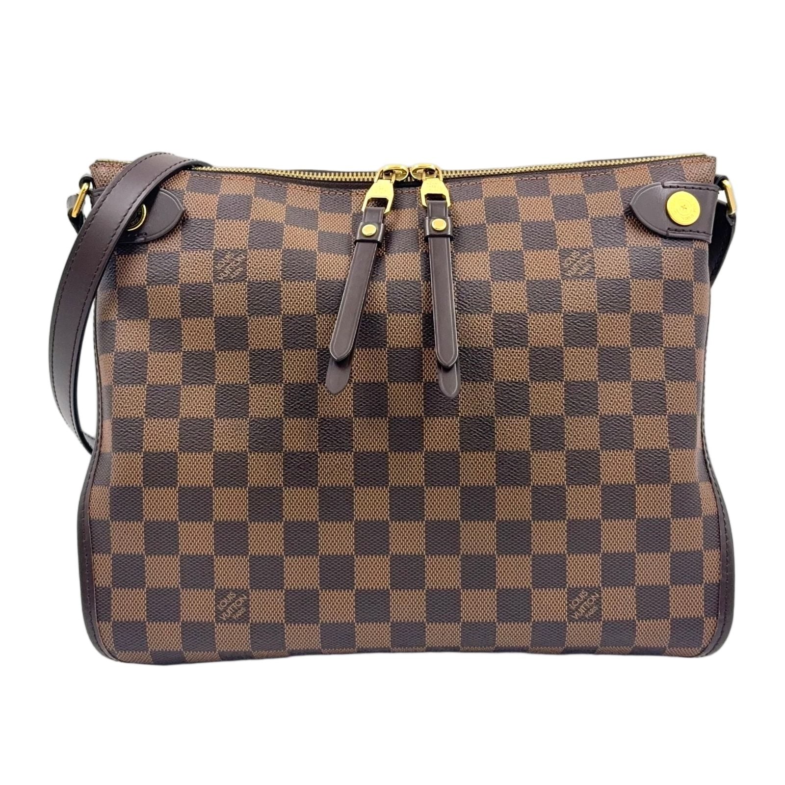 Louis Vuitton Duomo Damier Leather Brown Shoulder Bag Gold