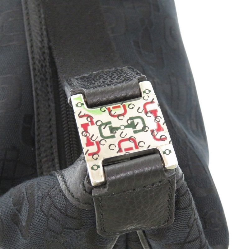 Gucci Horsebit Pattern 211523 Canvas Black Shoulder Bag Black 1563 Gucci