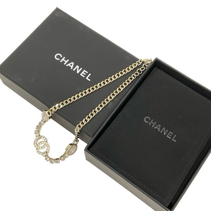Chanel Necklace Pendant Choker Gold Coco Mark Rhinestone Chain