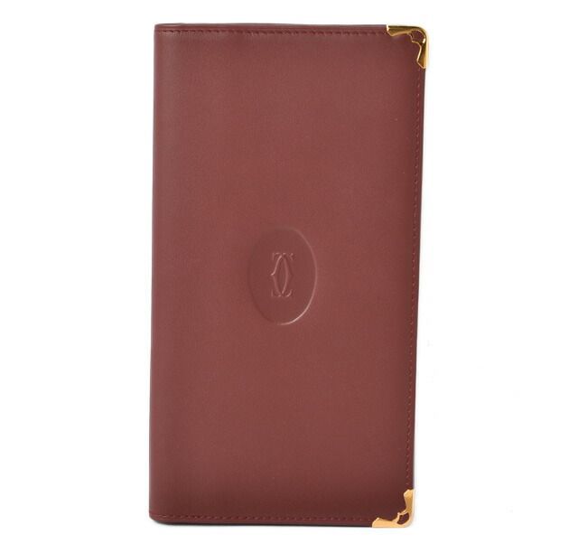 Cartier Wallets Men's Cartier Long Wallet Leather Must De Cartier Bordeaux