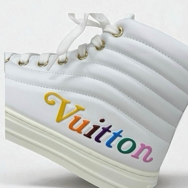 Louis Vuitton Stellar Line Sneakers Shoes Leather White Multicolor Unused Logo