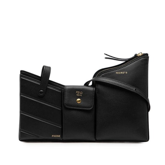 Fendi Mini Bag 3 Pocket Shoulder 8 Bs025 Black Leather