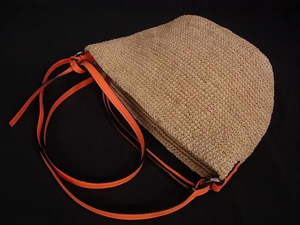 Loewe Anagram Raffia X Leather 2WAY Handbag Shoulder Bag Crossbody