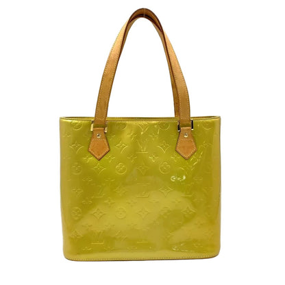 Louis Vuitton Monogram Vernis Lime Yellow Leather Enamel Light Brown Handbag