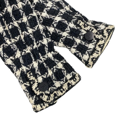 Chanel Jacket Size 42 L Women's P09771 Black And Ivory Tweed / Long Sleeves /