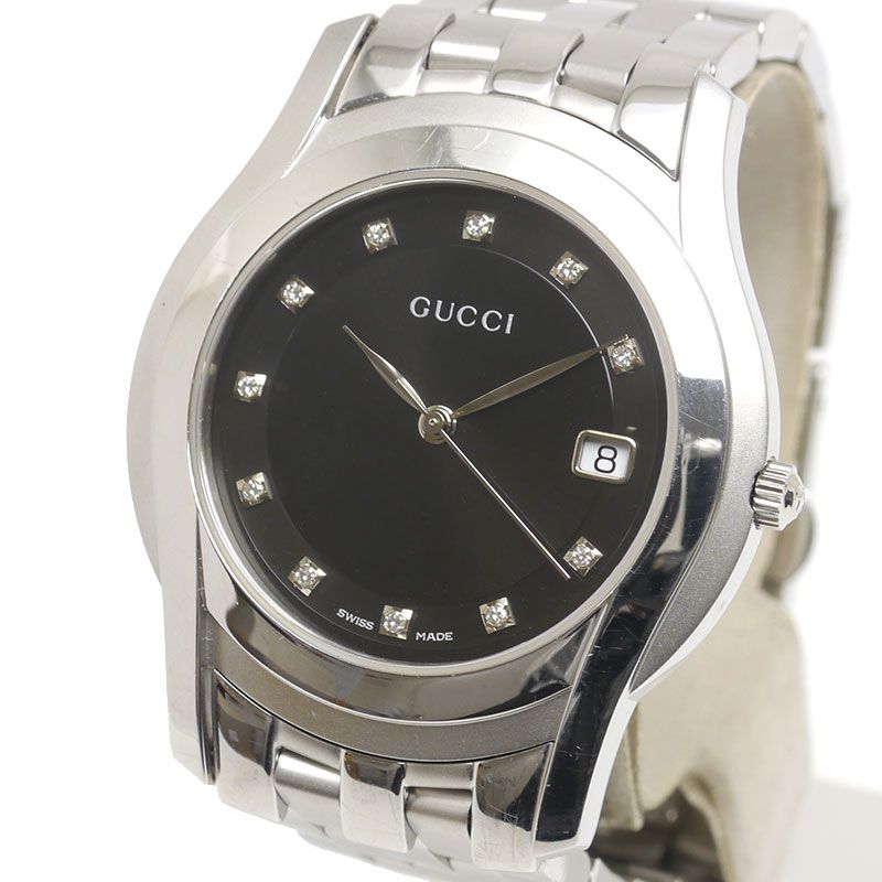 Gucci 5500m 11P Diamonds Black Dial Quartz