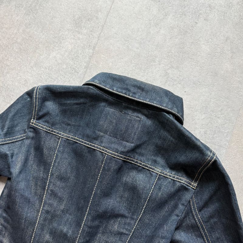 Louis Vuitton Logo Gold Button Stone Glitter Denim Jacket 34 XS Women