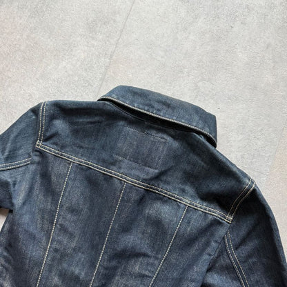 Louis Vuitton Logo Gold Button Stone Glitter Denim Jacket 34 XS Women