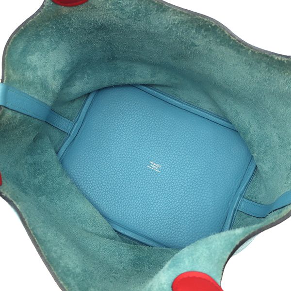 Hermes Handbag Picotin Lock MM Eclat Taurillon Clemence Swift Blue Dunol X