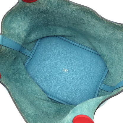 Hermes Handbag Picotin Lock MM Eclat Taurillon Clemence Swift Blue Dunol X