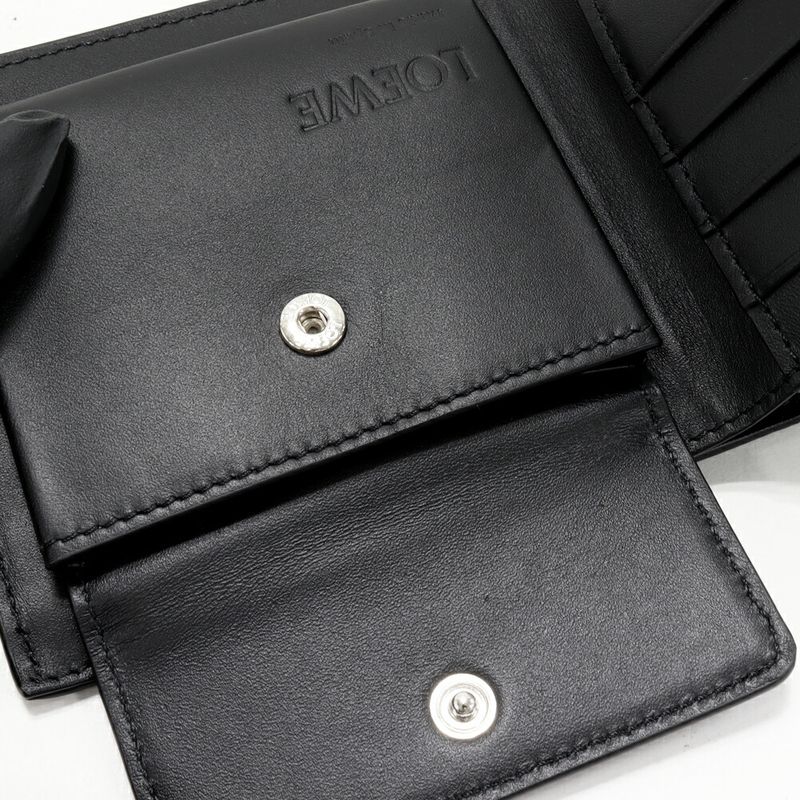 Loewe Bi-fold Coin Wallet With Coin Purse Soft Grain Calf Grey And Black