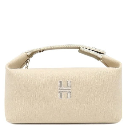 Hermes Pouch Brid-a-brac PM Cotton Canvas Natural Silver Vanity H Logo