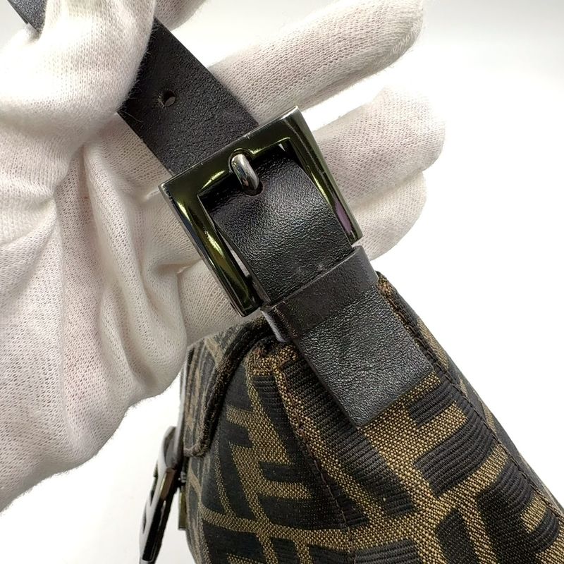 Fendi Mamma Bucket Zucchino Leather X Canvas Dark Brown X Beige Shoulder Bag