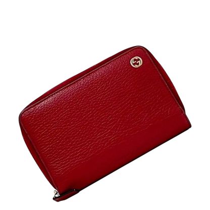 Gucci Round Zipper Wallet Red Interlocking 464884