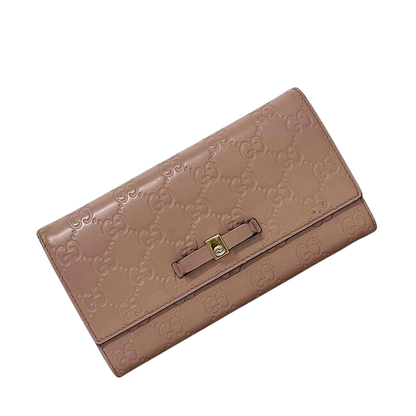Gucci Bifold Long Wallet Pink Beige Striped 388679 Wallet Leather