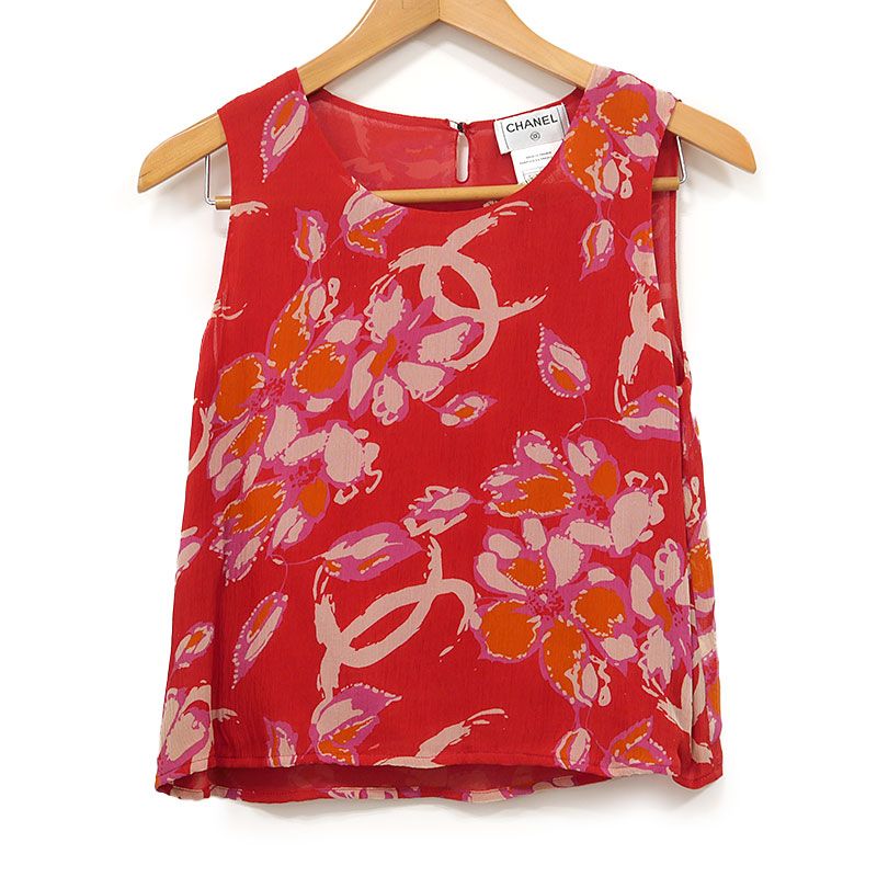 Chanel Flower Print Sleeveless Top P17975 38 Tank Top