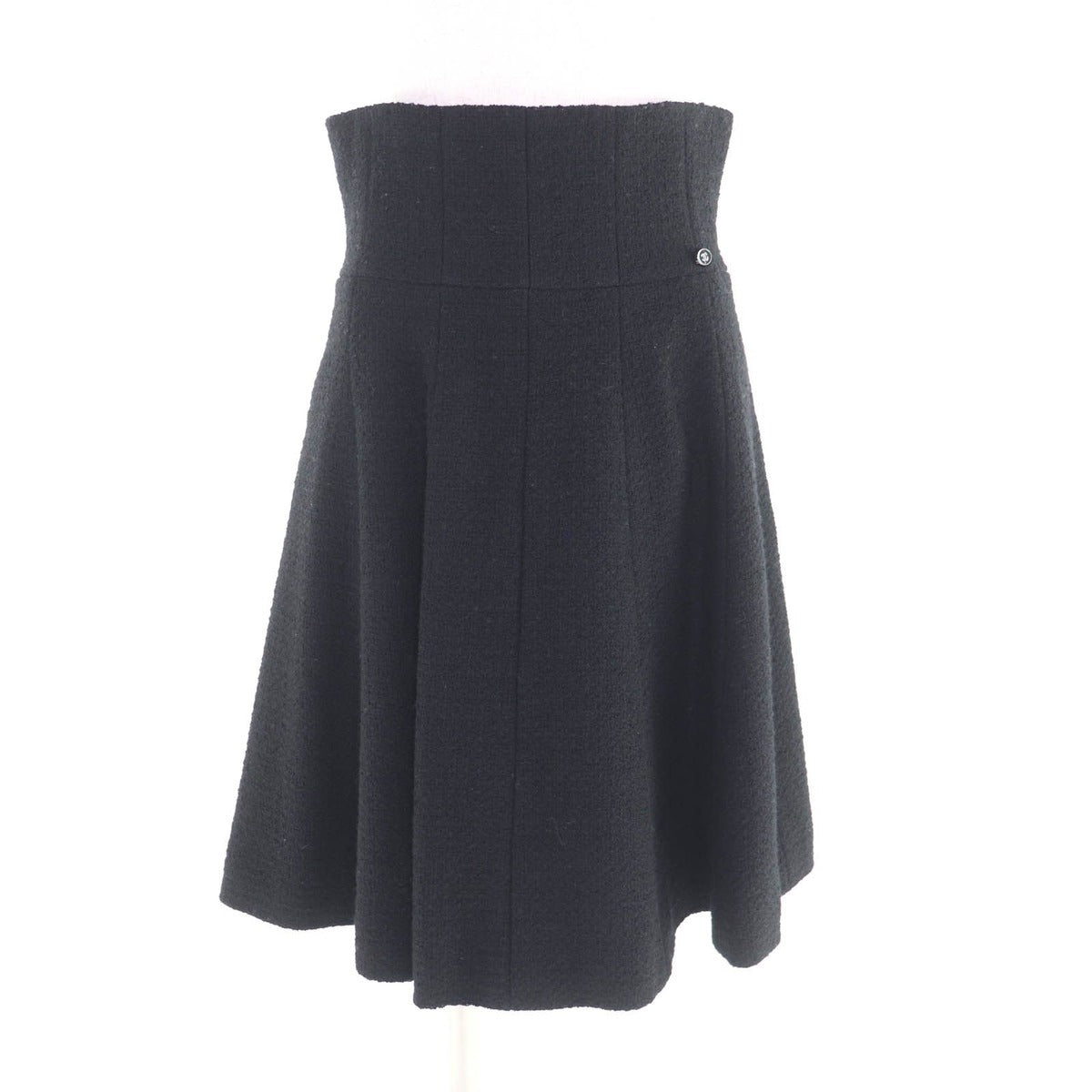Chanel Wool Tweed Knee Length Fuscato Black 40 Dress