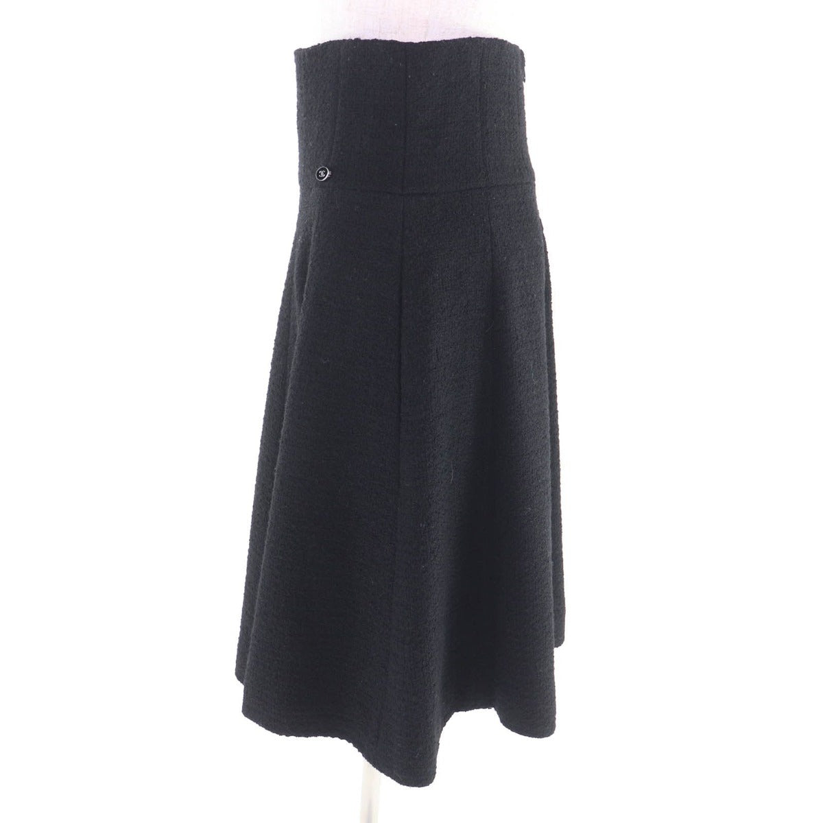 Chanel Wool Tweed Knee Length Fuscato Black 40 Dress — view 3
