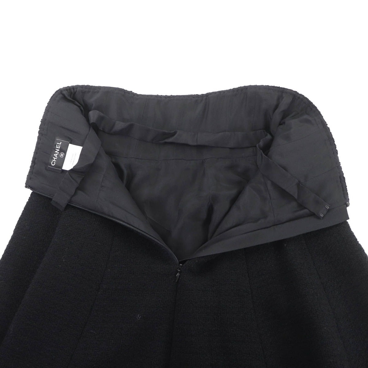 Chanel Wool Tweed Knee Length Fuscato Black 40 Dress — view 6