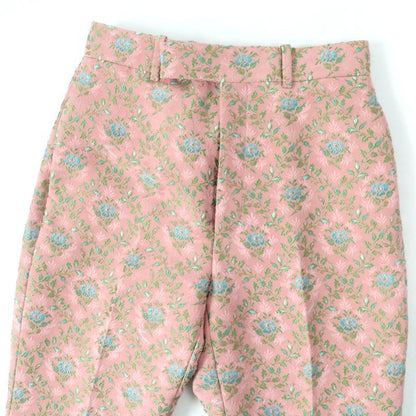 Gucci 621738 Silk Blend Flower Jacquard Flared Center Press Pants Pink 36 Made