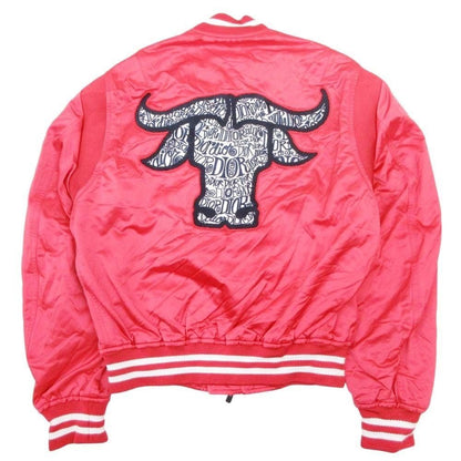 Dior Homme Sean Stewy Back Bull Patch Bomber Jacket 44 Red