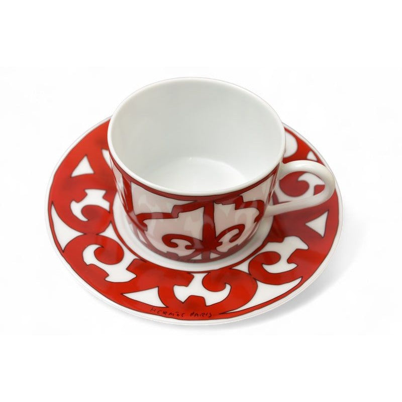 Hermes Cups Saucers Set Of 2 Gadarkivir Red White — view 2