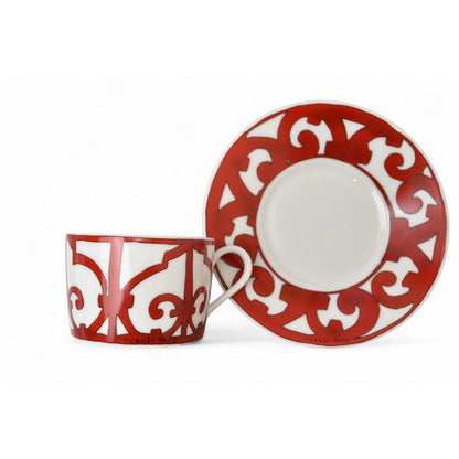 Hermes Cups Saucers Set Of 2 Gadarkivir Red White — view 3