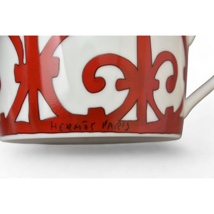 Hermes Cups Saucers Set Of 2 Gadarkivir Red White — view 5