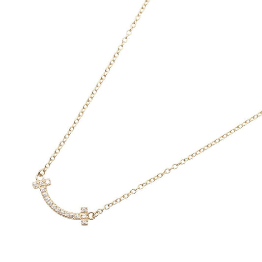 Tiffany & Co Necklace T Smile Mini Diamond 42.5 47.5 cm 18k Pink Gold