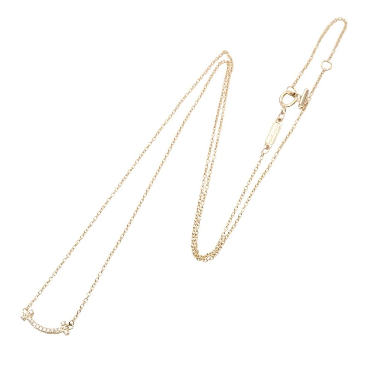 Tiffany & Co Necklace T Smile Mini Diamond 42.5 47.5 cm 18k Pink Gold — view 2