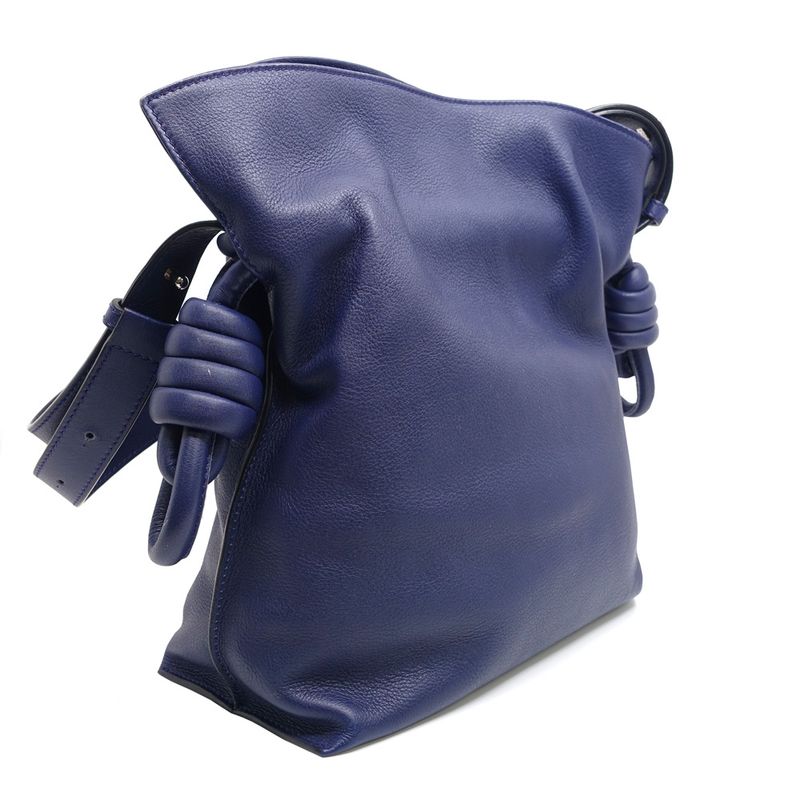 Loewe Flamenco Knot Anagram Shoulder Bag Leather Purple Silver Hardware