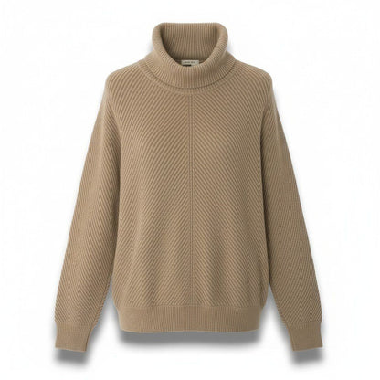 Bottega Veneta Cashmere Rib Knit High Neck Sweater Top 42 Beige